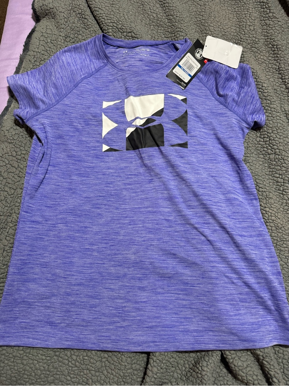Under Armour Heather Purple Short Sleeve Logo Tee